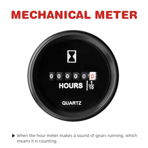 Quartz Hour Meter Round Mechanical Timer,AC 110-250 V,Snap in Engine Hour Gauge for Snowmobile Boat Automobile Lawn Mower Wood Chipper Marine Generator Compressor Leaf Trimmer etc.