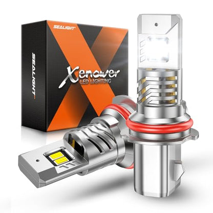 SEALIGHT 9007 Bulbs, 50,000LM 8X Brightness 9007 Fog Lights, 6500K Cool White Bulbs with 15000RPM Fan, Plug and Play, IP68 Waterproof, Pack of 2 - size: 9007