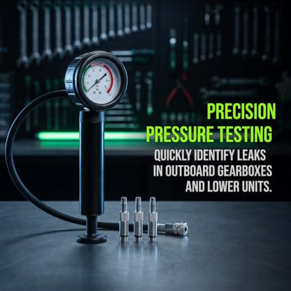 Gearcase Pressure Tester Compact Design Gearbox Pressure Test Kit Quick Disconnect Engine Analytical Tool for Boat Owners, Full Set Gearbox Leak Detector