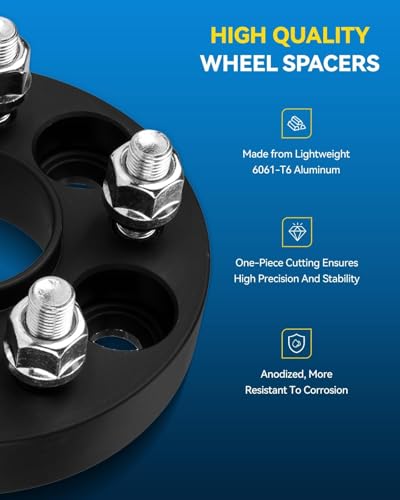 PHILTOP 5x115mm Wheel Spacers, Hub-Centric Wheel Spacer 1" for Chrysler 300 - color: Black, size: 5x115mm-71.5mm-M14x1.5-1"-2pcs