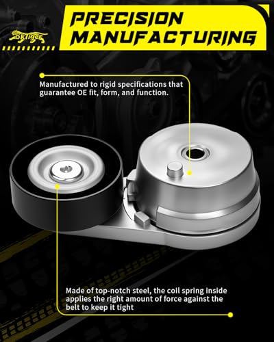 Oktiger Upgraded Belt Tensioner Assembly with Pulley Fit for Chevy Malibu 2013-2021, Impala 2014-2019, Blazer 2019-2021 2.5L, Traverse 2018-2019 2.0L, for Buick Regal 2014-2017 2.0L, OE# 39350 - size: 39350