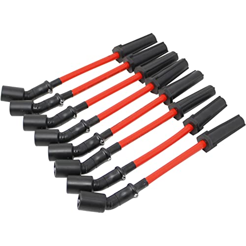 DRAGON FIRE PERFORMANCE Direct Fit 10mm Spark Plug Wires Compatible Replacement With 1999-2013 Chevrolet GMC Cadillac Hummer 4.8L 5.3L 6.0L 6.2L V8 Replaces 9748HH 9748RR Oem Fit PWJ296