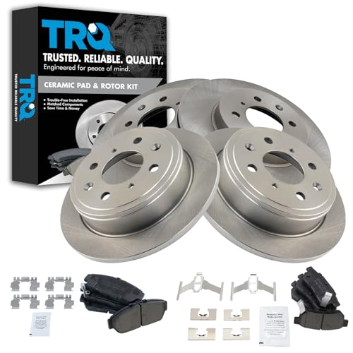 TRQ Front and Rear Brake Pad and Rotor Set Ceramic - style: BKA11166
