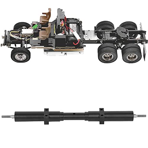 1/10 RC Trailer Axle Kit, 167mm/6.6in RC Trailer Dual Axles, Black Metal Non Powered Rear Wheel with Screws Accessories Replacement for Tamiya 1/10 Rc Tractor Truck, 1Pcs