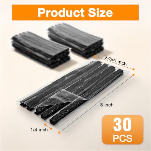 Sixzoo 30 PCS Tire Plugs Heavy Duty, 8" x 0.24" Tire Repair Plugs (Black) - color: black, size: 8"