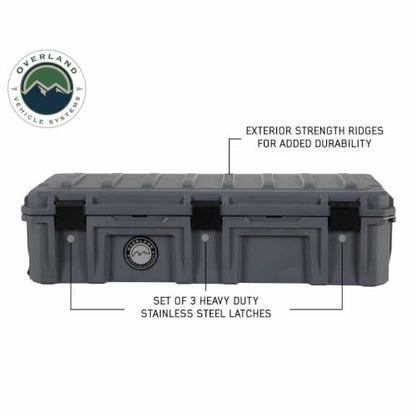 Overland Vehicle Systems 40100021 Dark Gray 117 QT Dry Box Storage with Drain and Bottle Opener | Waterproof Seal | Heavy-Duty Latches and Nylon Handles | Keeps Gear Safe, Dry and Organized - size: 117 QT Dry Box