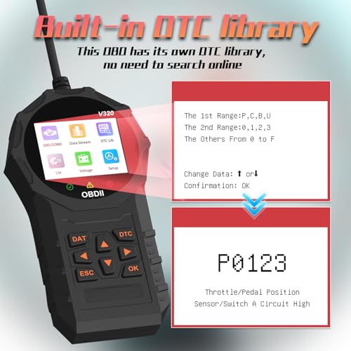 V320 OBD2 Scanner, Automotive OBD II Scanner Fault Diagnosis, Vehicle Code Reader for Check Engine Light, Adapt to OBD2 Protocol Models