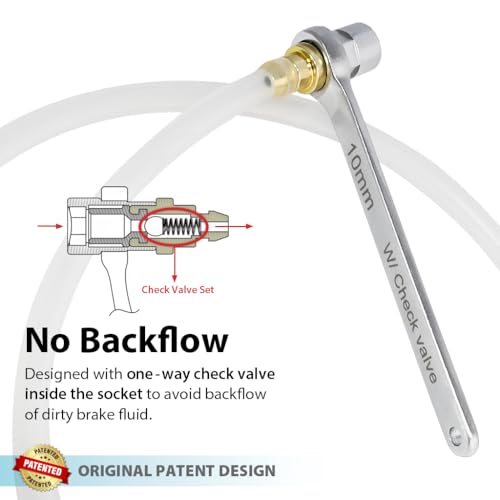 FIRSTINFO F3510 Mini 10mm Brake Fluid Clutch Bleeder Hose with 12 Point Wrench and Check Valve for Brake Bleeding & Hydraulic Clutch Systems - size: 10mm