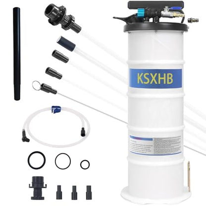 6.5 L Oil Extractor-Pneumatic/Manual Vacumm Fluid Extractor Fluid Change Pump with Four Extended Oil Suction Hoses,One Brake Bleeding Hose,and One Auxiliary Extension Hose for Fluid Extractio