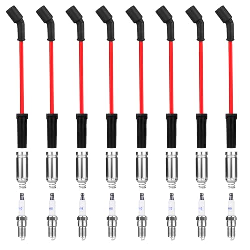 41-110 Iridium Spark Plugs and Wires Set for Chevy GMC 4.8 5.3 6.0 6.2 LS - size: Standard