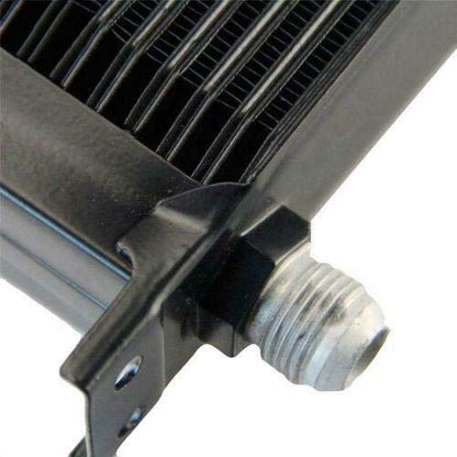 34 Row Heavy Duty Black Aluminum Engine Transmission Oil Cooler 6AN End Fittings 9" Inch Electric Cooling Fan Kit