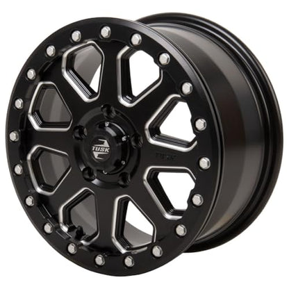 TUSK 5/114.3 (5/4.5) Uinta Beadlock Wheel 15x7 6.0 + 1.0 Compatible with Polaris RZR Pro R/Turbo R/Pro S/XP S/Xpedition (Milled/Black) - color: Milled/Black