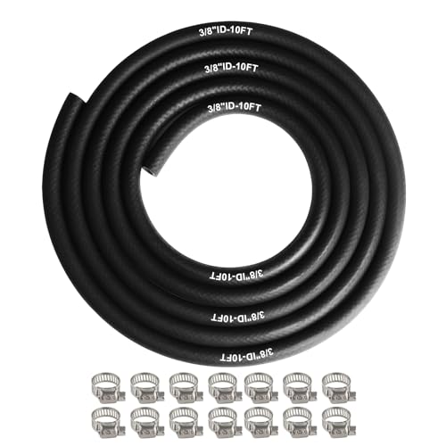 Eunice 3/8 Inch（10mm) ID Fuel Line Hose, 10 FT NBR Rubber Hose 14Pcs Clamps - size: 3/8" ID 10FT + 14 Clamps