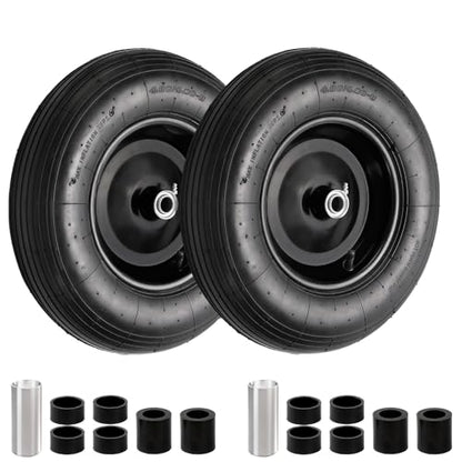 RRQ 4.80/4.00-8 Tire and Wheel, 16" Pneumatic Wheelbarrow Tires, 2 Pack