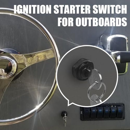 50-11651 Boat Ignition Starter Switch for Johnson Evinrude Push to Choke inboard Outboard Ignition Starter Switch 6 Terminal 3 Position Off-ON-Start Boat Switch