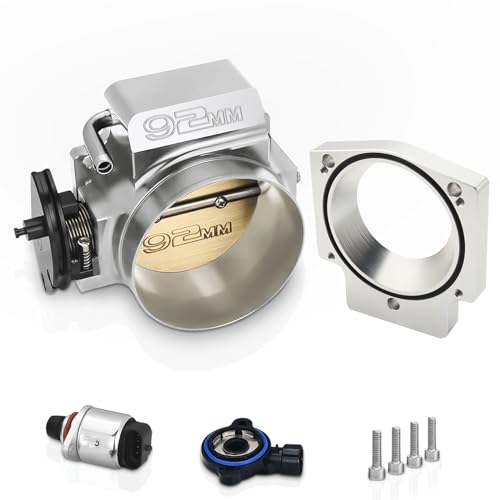 92MM Throttle Body with TPS IAC Sensor and Throttle Body Spacer Adapter Fits for Chevy GM Gen III LSX LS LS1 LS2 LS7 Engine Silver - size: 92MM Silver with TPS & Spcaers