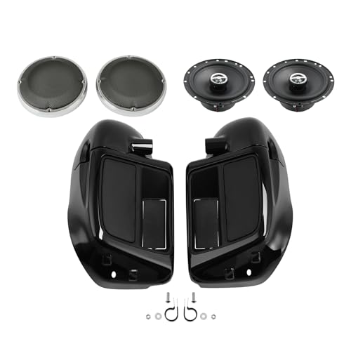 XFMT Motorcycles Vivid Black Lower Vented Leg Fairing W/ 6.5" Speakers & Grills For Harley air-cooled Touring Road King Street Glide Road Glide Electra Glide 2014-2024 - color: W/ Speakers & Grills For '14-Later