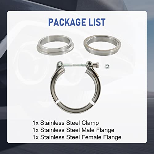 2.25" V-Band Flange Clamp Kit With Ridge Replacement For Exhaust Downpipe - color: 1 Pc, size: 2.25"