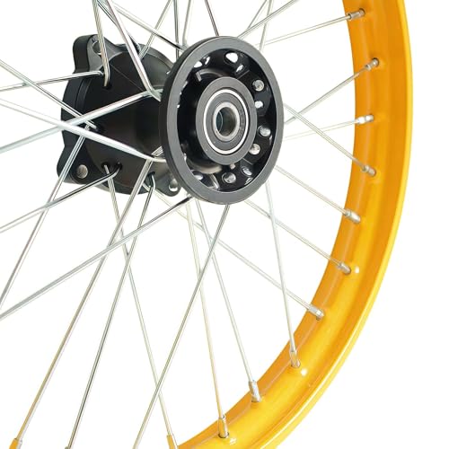 Wheel Rim Hub Compatible for 70CC 90CC 110CC 125CC 140CC 150CC 160CC Off Road Motocross Pit Dirt Rocket Bike (Yellow, 70/100-17" 12mm) - color: Yellow, size: 70/100-17" 12mm