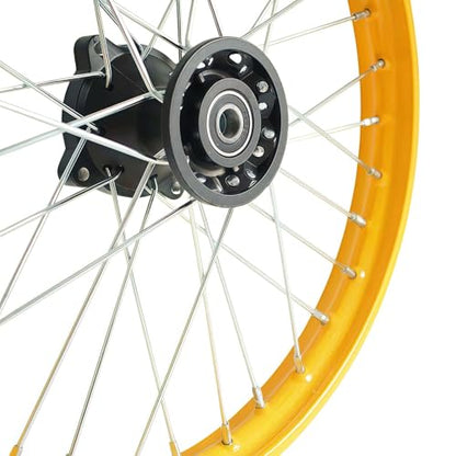 Wheel Rim Hub Compatible for 70CC 90CC 110CC 125CC 140CC 150CC 160CC Off Road Motocross Pit Dirt Rocket Bike (Yellow, 70/100-17" 15mm) - color: Yellow, size: 70/100-17" 15mm