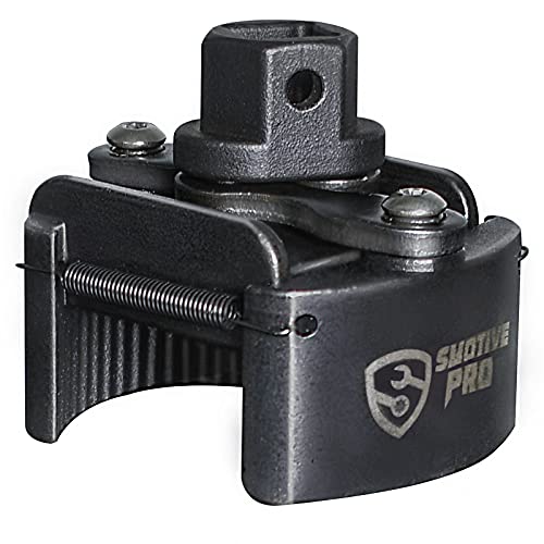 SMOTIVEPRO Universal Oil Filter Wrench Set for 60mm-80mm, Adjustable Oil Filter Removal Tool Cap 1/2" with 2 Durable Non Slip Serrated Jaws Special Design - color: Black
