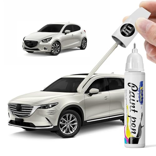 34K Crystal White Touch Up Paint Compatible with Mazda - color: 34K Crystal White