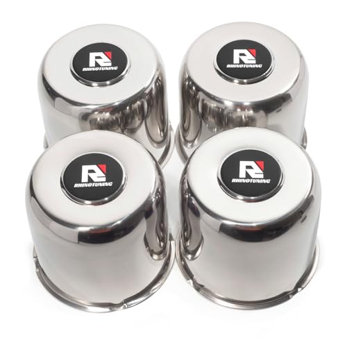 RTrhinotuning 4 PCS 4.9 in Stainless Steel Trailer Wheel Center Caps 4.47 in Tall for Truck SUV RV Rim Center Caps Chrome Push Through Hub Cover - color: Chrome, size: 4.88" Center Hole, 4.47" Height