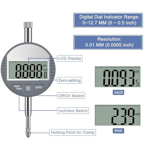 HDLNKAK Digital Dial Indicator Bore Gauge Set (0.7"-6"/0.0005") - Black - color: Black