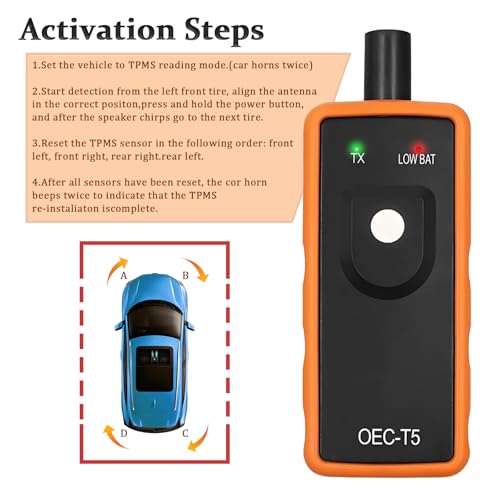 vvag Universal TPMS Relearn Tool,Auto Tire Pressure Monitor Sensor Activation Reset Tool, OEC-T5 for GM/Cadillac/Buick/Chevy Series Vehicles, Car Accessories