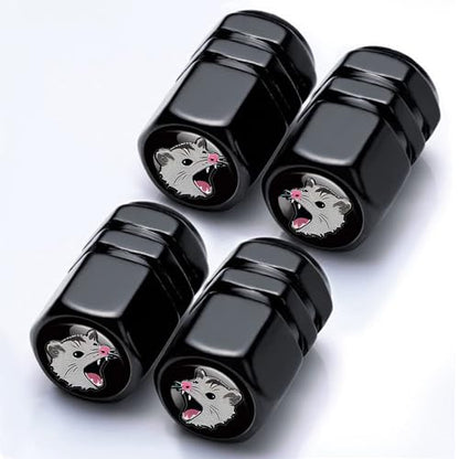 4Pack Possum Tire Valve Caps Aluminum Leak-Proof Valve Stem Covers - color: Possum