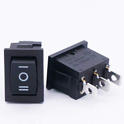 TWTADE / 4Pcs Square Momentary Rocker Switch (ON)-Off-(ON) SPDT 3 Pin 3 Position 6A 250VAC/10A 125VAC Mini Car Auto Boat Rocker Toggle Switch KCD1-2-123 - size: (ON)/Off/(ON) - KCD1, style: Square