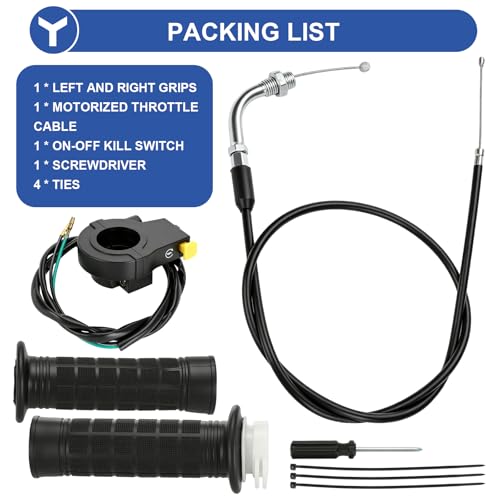 YOXUFA 2 Stroke Twist Throttle Handle Grip Throttle Cable 50" Replacement for Motorized Bike 80cc 49cc 100cc 50cc Engine Bicycle Parts with 7/8" 22mm Handlebar Kit - size: 50" Cable