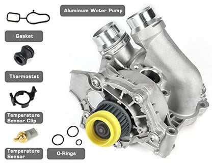 Electric Engine Water Pump Assembly Compatible with 2008-2016 Audi A3 A4 A5 A6 Q3 Q5 TT Quattro Allroad VW Beetle CC Eos GTI Jetta Passat 2.0L,Replaces#OE 06H121026CQ 06H121026AB