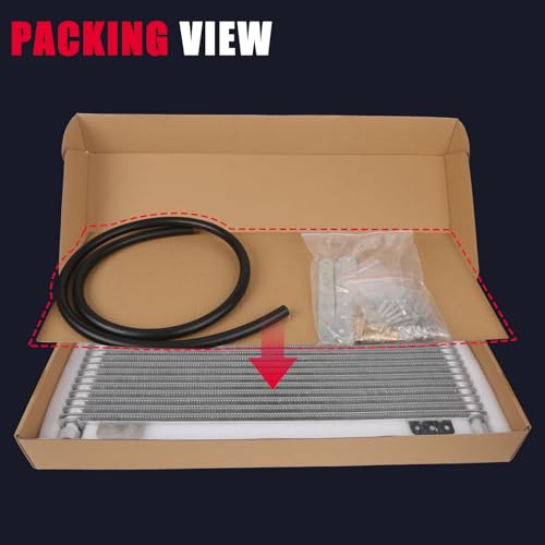 Upgrade 15Row LPD47391 40k Transmission Oil Cooler Kit Low Pressure Drop Trans Cooler Compatible with Heavy Duty 40,000 GVW Max Includes Mounting Hardware
