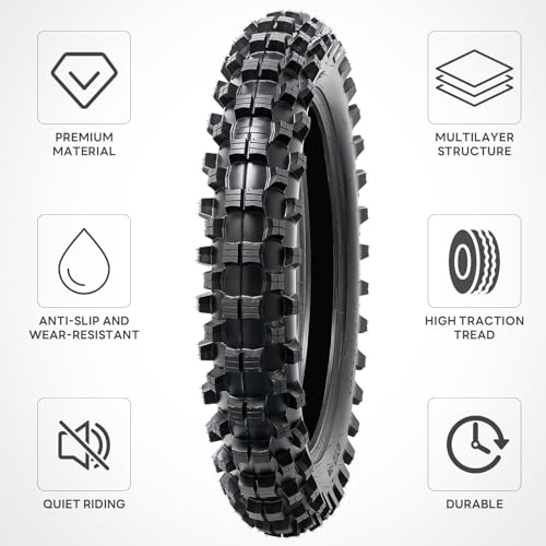 110/100-18 4PR TT 64M Dirt Bike Front/Rear Tire and Inner Tube Compatible with 110/100-18 Off Road Pit Bike/Motorcycle Tire (P-2006)