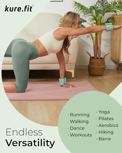 Pilates Wrist & Ankle Weights | Adjustable Weighted Bangles | 1/2/3LB Each - color: Sage, size: 1 LB
