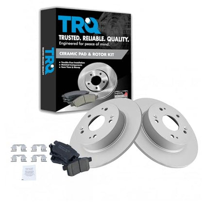TRQ Rear Brake Pad and Rotor Set Ceramic Solid Rotors 11.1 in 5-Lug - style: BKA14741