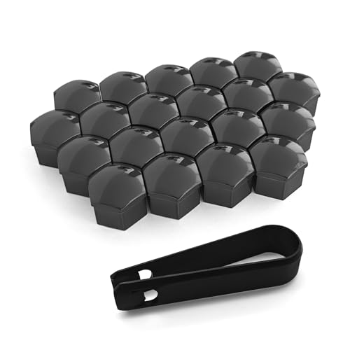 20PCS Lug Nut Covers, Bolt Covers Caps, 17mm Hexagonal Nut Covers with Removal Tool, Plastic Wheel Bolt Dust Caps Covers Auto Accessories Universal for Most Car Lug Nut Caps (Gray, 17mm) - color: Gray, size: 17mm
