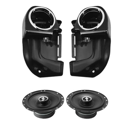 TCMT Lower Vented Fairing Box Pods 6.5" Speaker Fit for Harley Touring Road King Street Glide Electra Glide Ultra-Classic Road Glide 83-13 - color: Vivid Black #4