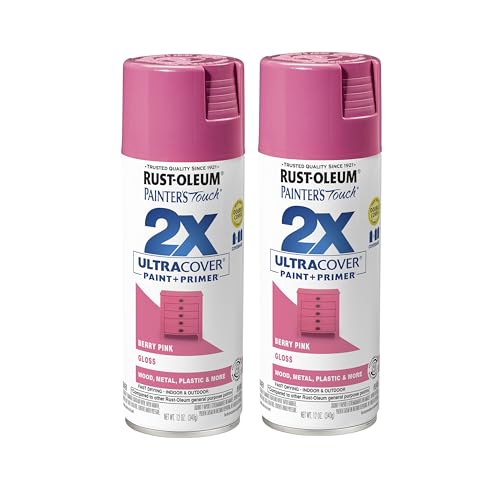 Rust-Oleum Painter's Touch 2X Ultra Cover Spray Paint, Gloss Berry Pink - color: Gloss Berry Pink, size: 12 Ounce (Pack of 2)