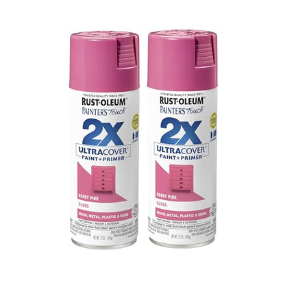 Rust-Oleum Painter's Touch 2X Ultra Cover Spray Paint, Gloss Berry Pink - color: Gloss Berry Pink, size: 12 Ounce (Pack of 2)