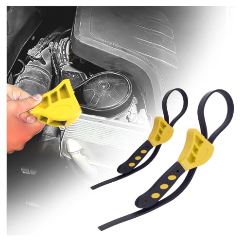 2PCS Rubber Strap Wrench Set,Adjustable Strap Wrench Plumbing with Large 24 in and Small 19.7 in,Non-Slip Oil Filter Straps Wrenches for Oil Filters,Faucet,Pipes,Sink - color: Yellow