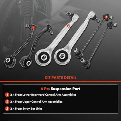A-Premium 6Pcs Front Suspension Kit, Upper & Lower Rearward Control Arm - style: 6Pcs Kit