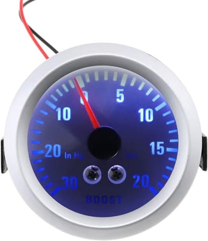 Boost Gauge, 2" 52mm LED PSI Turbo Boost Gauge Pressure Blue Light Universal 0~30in.Hg / 0-20PSI