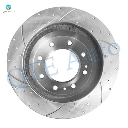 PM Auto Set of 4 Front 355mm-Rear 360mm Drilled Slotted Brake Disc Rotors Compatible With 2011-2015 Chevrolet Silverado 3500 HD
