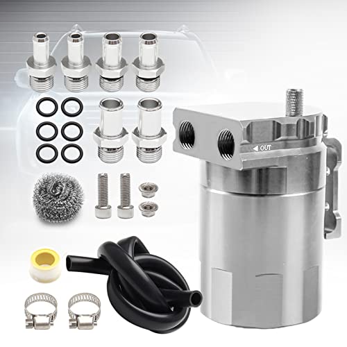 Thick Shell Baffled Oil Catch Can Coolant Fuel Catch Can Reservoir Kit - Silver - color: Silver