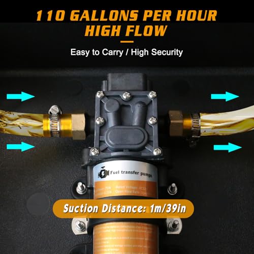 12V Fuel Transfer Pump Set,75W Gasoline Transfer Pump Moves 110 Gallons Of Gas Per Hour, with High Elastic Fuel Pipe & 2 Power Cables, Great for Vehicles, Boats, Equipment (110GPH-SET) - color: 110GPH-SET