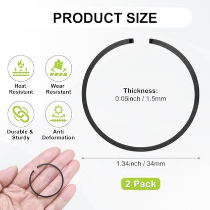 M METERXITY 2-Pack Engine Piston Rings Kit, 34mm x 1.5mm Thick Ductile Iron Piston Ring Set Standard Replacement for Small Engines/Motors/Machinery [Black] - size: 34mm x 1.5mm