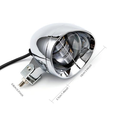 Chrome Bullet LED Motorcycle Fog Lights & Auxiliary Headlight - Dual Color DC12V for ATV, Cruisers, Scooters (style one) - style: style one