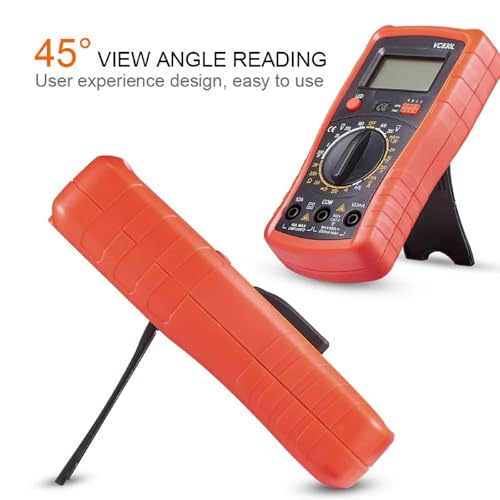 Digital Multimeter with Premium Probes, Measures AC/DC Voltage, Current, Resistance, Diode, Triode, Suitable for Household use, and Industrial use - Red